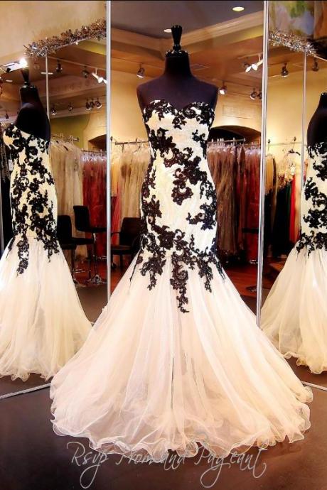 Prom Dresses,Evening Dress,Modest Prom Dresses,Sexy New Prom Dress,Sexy Mermaid Black Lace Evening Dresses Sweetheart Prom Gowns