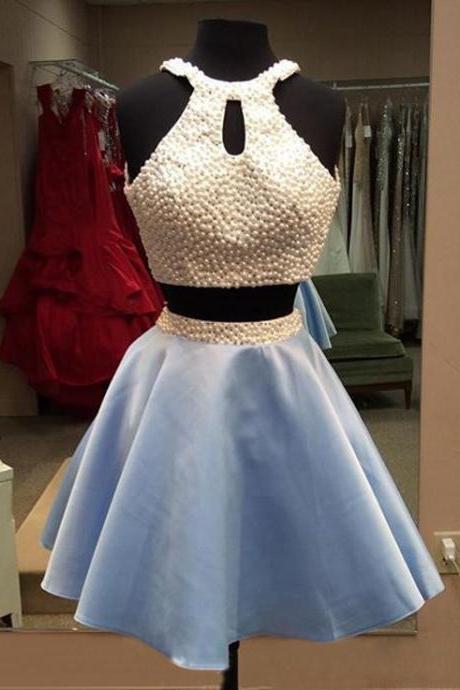 Light Sky Blue Homecoming Dresses,tulle Homecoming Dress,2 Pieces Prom Dress,two Piece Cocktail Dresses,sweet 16 Gowns,homecoming Dresses