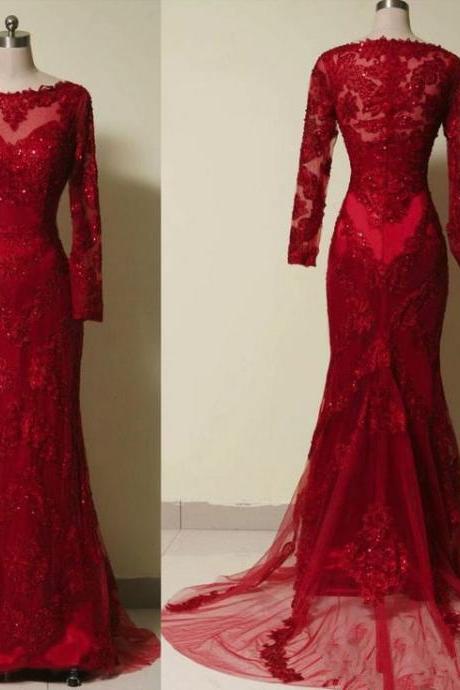 Prom Dresses,evening Dress,red Prom Dresses, Wine Red Lace Applique With Tulle Prom Gowns, Red Prom Gowns, Red Prom Dresses, Evening Dresses, Red
