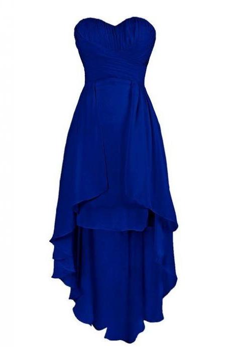 Prom Dresses,evening Dress,prom Dresses,high Low Prom Dress,formal Gown,royal Blue Prom Dresses,evening Gowns,chiffon Formal Gown For Teens