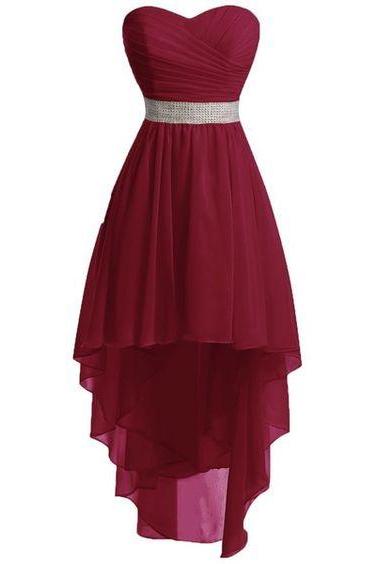 Prom Dresses,evening Dress,prom Dresses,high Low Prom Dress,formal Gown,burgundy Red Prom Dresses,evening Gowns,chiffon Formal Gown For Teens