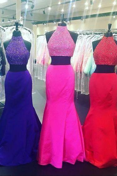 Prom Dresses,evening Dress,2 Piece Prom Gown,two Piece Prom Dresses,red Evening Gowns,2 Pieces Party Dresses,evening Gowns,sparkle Formal
