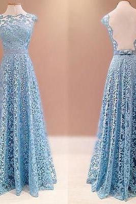 Prom Dresses,evening Dress, Prom Dress,blue A-line Lace Long Prom Dress,evening Dress,formal Dress