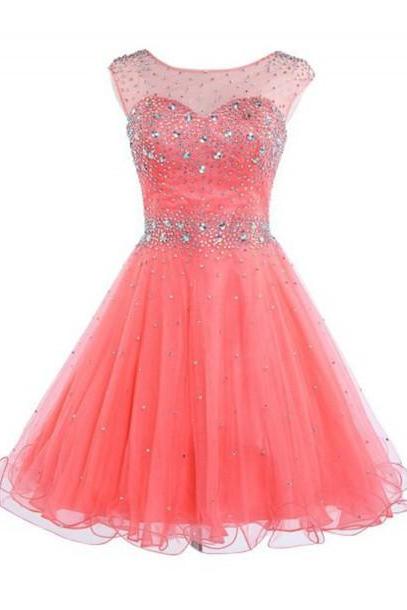 Pink Homecoming Dresses,homecoming Dresses, Cute Homecoming Dresses,tulle Homecoming Gowns,short Prom Gown