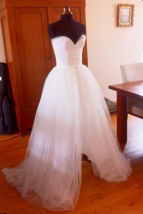 Wedding Dresses, Wedding Gown,sweetheart Princess White Slit Wedding Dresses