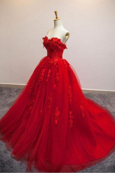 Prom Dresses,Evening Dress,Red Prom Dresses,Ball Gown Prom Dress,Red Prom Gown,Tulle Prom Gowns,Elegant Evening Dress,Modest Evening Gowns,Simple Party Gowns,Tulle Prom Dress