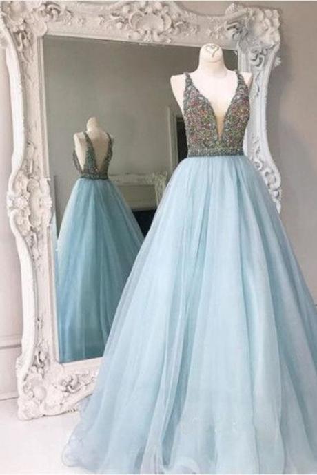 Prom Dresses,evening Dress,prom Dresses,light Sky Blue Tulle Prom Dress,modest Prom Gown,ball Gown Prom Gown,princess Evening Dress,ball Gown