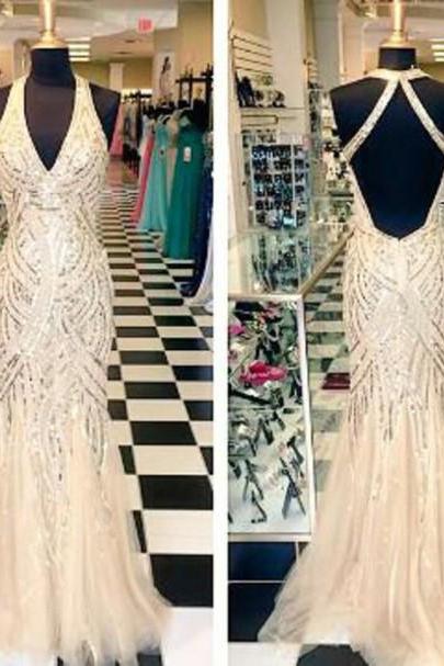 Prom Dresses,evening Dress,prom Dresses,glitter Prom Dress,halter Prom Dress,v-neck Prom Dress,mermaid Prom Dress