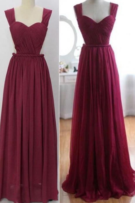 Bridesmaid Dresses,burgundy Bridesmaid Gown,pretty Prom Dresses,chiffon Prom Gown,backless Bridesmaid Dress,open Back Bridesmaid Dresses,wine Red