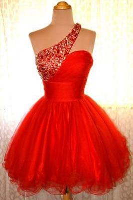 One Shoulder Homecoming Dress,red Homecoming Dresses,sweet 16 Dress, Homecoming Gowns,homecoming Dresses