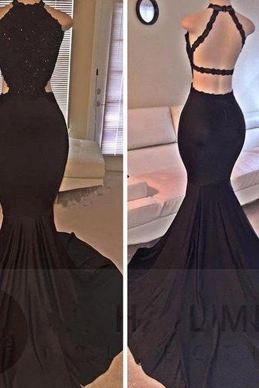 Prom Dresses,evening Dress,party Dresses,black Prom Dresses,mermaid Prom Dress,lace Prom Dress,backless Evening Gowns