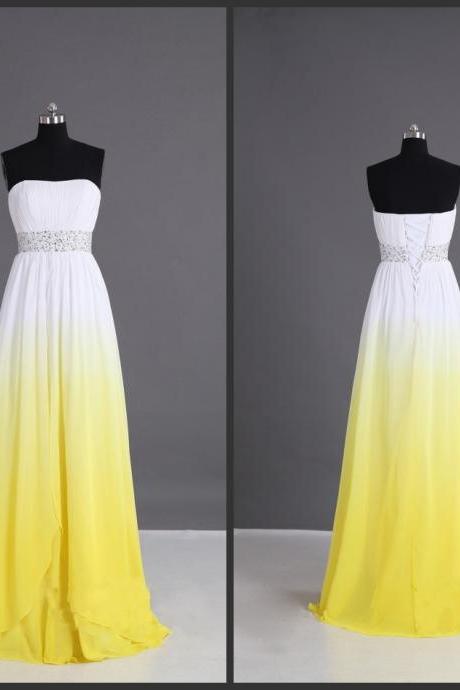 Prom Dresses,evening Dress,party Dresses,beaded Beadings Sashed Floor Length 2017 Yellow Prom Dress Long Goan Colorful Dress Amazing Designer