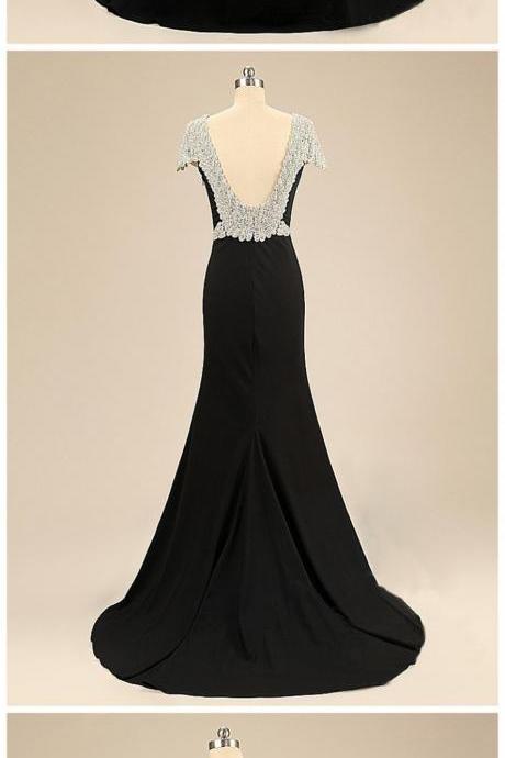 Prom Dresses,Evening Dress,Party Dresses,Black Prom Dresses,Backless Prom Dress,Chiffon Prom Dress,Mermaid Prom Dresses,2017 Formal Gown,Open Back Evening Gowns,Open Backs Party Dress,Prom Gown For Teens