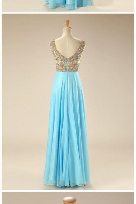 Prom Dresses,Evening Dress,Party Dresses,Blue Prom Dresses,Chiffon Prom Gowns,Sparkle Prom Dresses,Long Party Dresses,Simple Prom Dress,Elegant Evening Gowns,Modest Prom Gowns,Beaded Bodice Evening Gowns