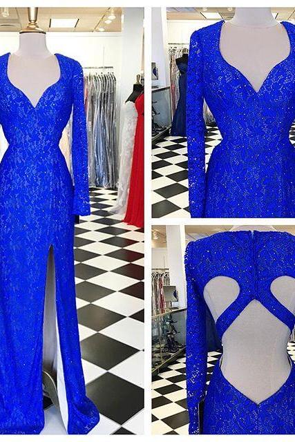 Prom Dresses,Evening Dress,Party Dresses,Backless Prom Dresses,Royal Blue Prom Dresses,Lace Evening Dress,Sexy Prom Dress,Prom Dresses With Long Sleeves,Charming Prom Gown,Open Back Prom Dress,Mermaid Fashion Evening Gowns for Teens