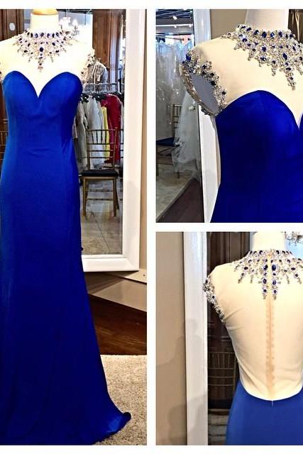 Prom Dresses,Evening Dress,Party Dresses,Royal Blue Prom Dresses,Royal Blue Prom Dress,Beaded Formal Gown,Beadings Prom Dresses,Evening Gowns,Formal Gown For Senior Teens