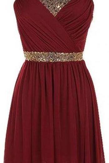 Burgundy Homecoming Dress,Chiffon Homecoming Dresses,Homecoming Gowns,Beading Party Dress,Short Prom Dress, Sweet 16 Dress, Homecoming Dresses