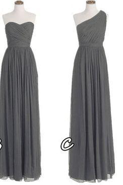 Prom Dresses,one Shoulder Bridesmaid Gown,pretty Prom Dresses,gray Prom Gown,simple Bridesmaid Dress, Bridesmaid Dresses, Evening Dresses,fall