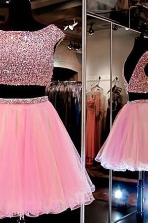 Homecoming Dresses,pink Homecoming Dress,2 Piece Homecoming Dresses,beading Homecoming Gowns,short Prom Gown,sweet 16 Dress,bling Homecoming