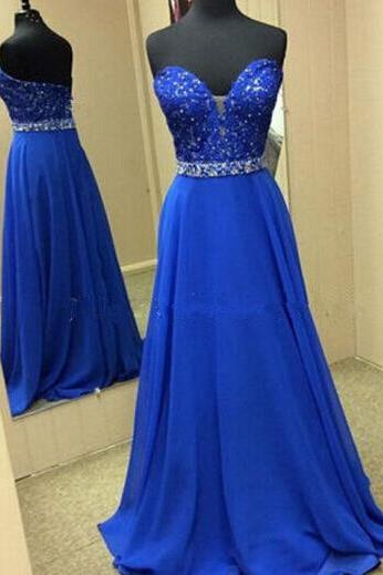 Prom Dresses,Evening Dress,Party Dresses,Lace Prom Gown,New Fashion Prom Dresses,Royal Blue Evening Gowns,Lace Party Dresses,Beaded Evening Gowns,Long Formal Dress For Teens