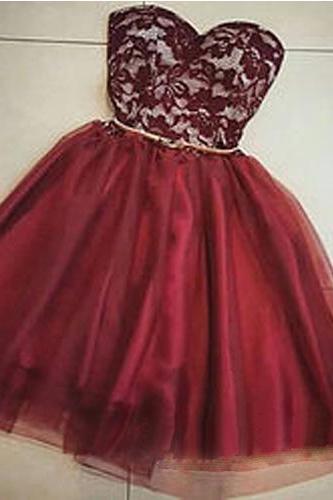 Homecoming Dresses,burgundy Homecoming Dress,chiffon Homecoming Dresses,short Prom Dress,strapless Evening Dress,summer Lace Prom Dress,simple