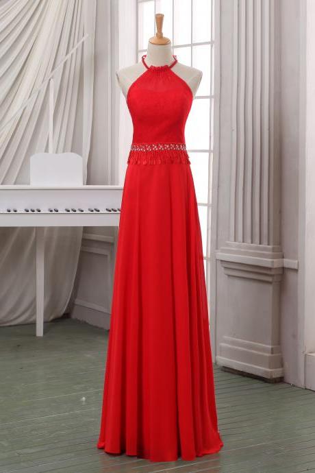 Prom Dresses,evening Dress,party Dresses,red Halter Prom Dress/evening Dress,a Line Floor Length Evening Dress.pageant Dress, Evening Dress,prom