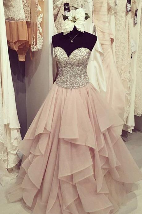 Prom Dresses,evening Dress,party Dresses,strapless Pink Ball Gowns Prom Dresses,lace Up Prom Gowns,quinceanera Dresses,princess Prom Dresses For