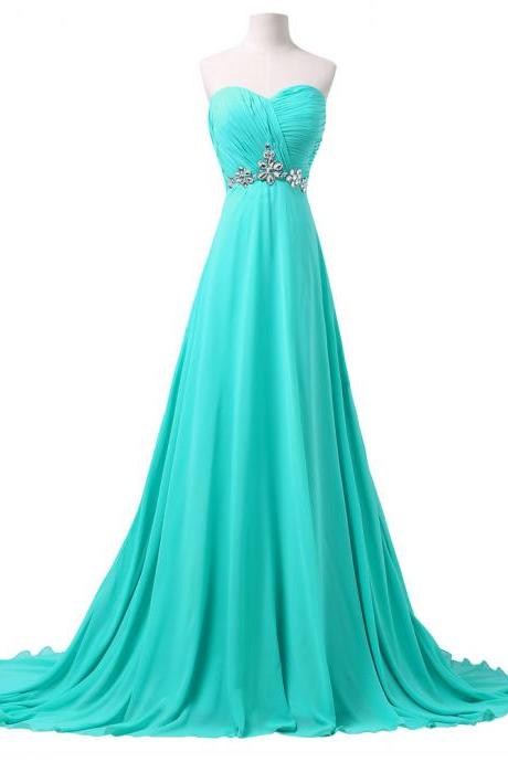 Prom Dresses,evening Dress,party Dresses,long Chiffon Wedding Party Dress Strapless Beaded Sweep Train Bridesmaid Dresses Under