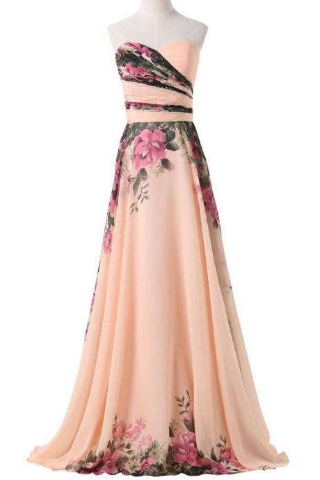 Prom Dresses,evening Dress,party Dresses,elegant Prom Dresses 2017 Long Party Dresses Floral Flower Print Evening Dress