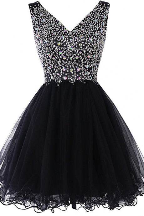 Fantastic Short V-neck Prom Dress Homecoming Dress With Beads