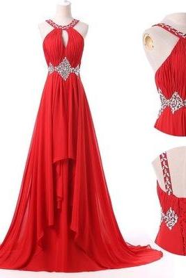 Halter Red Charming Long Prom Dress,evening Dress,charming Prom Dresses