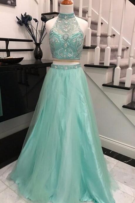 Two Pieces Charming Prom Dress,long Prom Dresses,evening Dress Prom Gowns, Formal Women Dress,