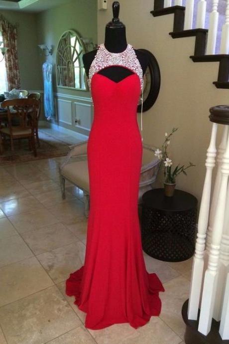 Long Formal Dresses,charming Prom Dress,long Prom Dress,sexy Prom Dress, Red Mermaid Evening Dress