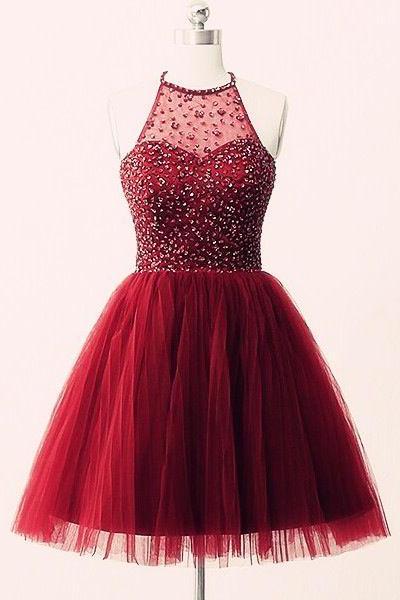 Prom Party Dress,short Homecoming Dress,backless Homecoming Dress,halter Homecoming Dresses