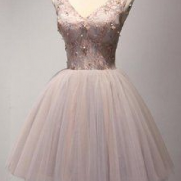 Pink lace A-line with half sleeve lovely elegant party gown homecoming prom dress,BD00174