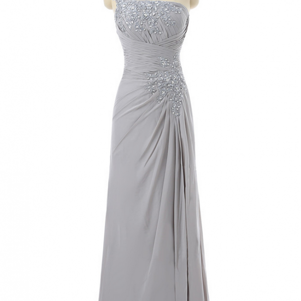 Silver Mother Of The Bride Dresses A-line One-shoulder Chiffon Lace ...