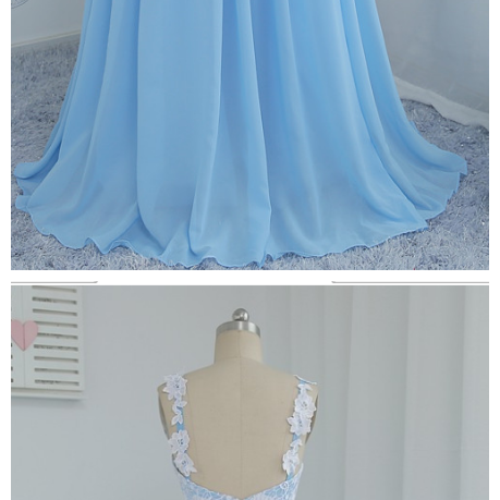 A Line Spaghetti Strap Lace Appliques Ivory Chiffon Prom Dress Graduation Prom Dress main image 0