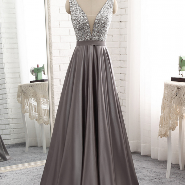 Long Dress Silver Dark Gray Evening Gowns Luxury Long A-line Evening Dresses Sexy Gray Satin Beaded Vestido De Prom Party Gown On Luulla Long Dress Silver Dark Gray Evening Gowns Luxury Long A-line Evening Dresses Sexy Gray Satin Beaded Vestido De Prom Party Gown On Luulla