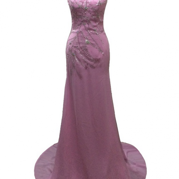 Glamorous Pink Chiffon Print Floral Beaded Evening Dress,Long Mermaid Prom Party Gown cc2867 main image 1