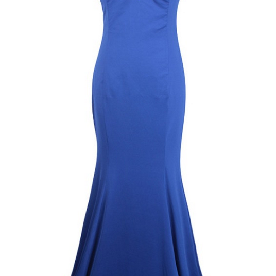 Royal Blue Chiffon Beaded Prom Dresses Elegant Luxury A-line Strapless ...