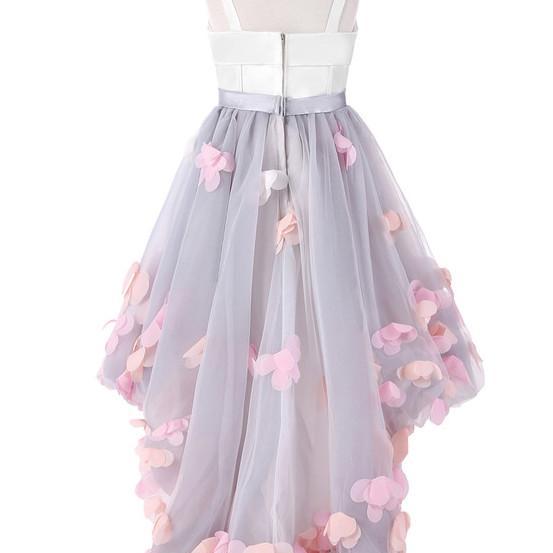 Flower Girl Dresses For Wedding Short Front Long Back Satin With Tulle