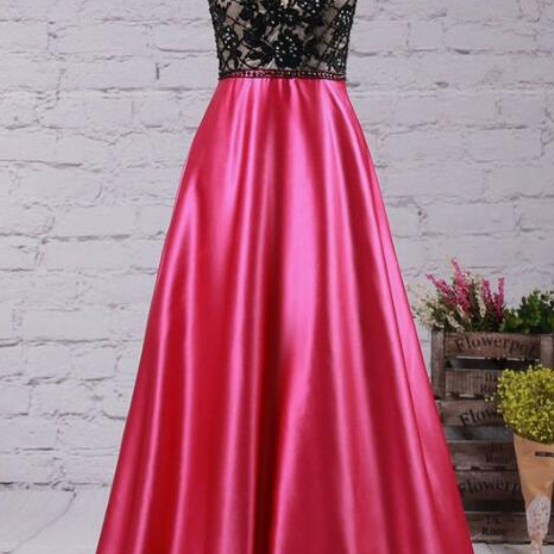 Pink V-Neck Satin Bridesmaid Dress, Floor Length Evening Prom Dress Y8756