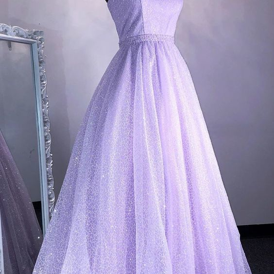 Princess Lavender Sequins Prom Dresses for Lady Long Sexy Spaghetti Strap Formal Party Dress