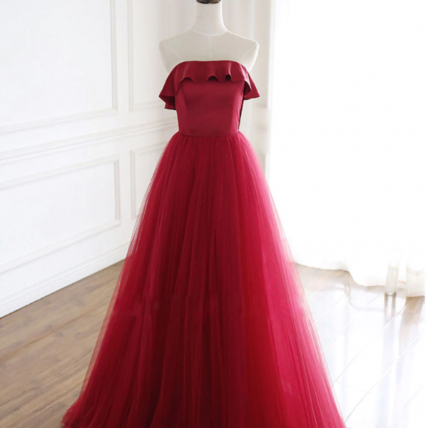 Prom Dresses,Simple tulle long prom dress formal dress