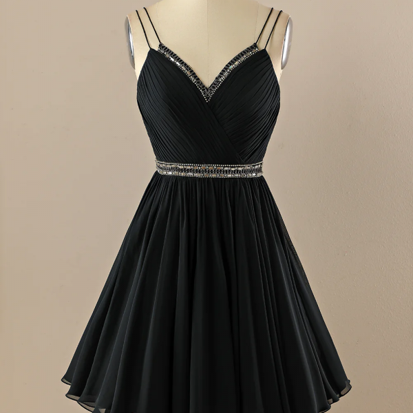 V neck Little Black Dress Evening dress Homecoming Dresses