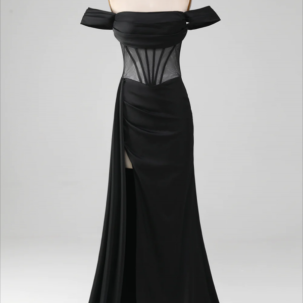 Bow High Neck Pleated Long Sleeve Chiffon Dress Champagne