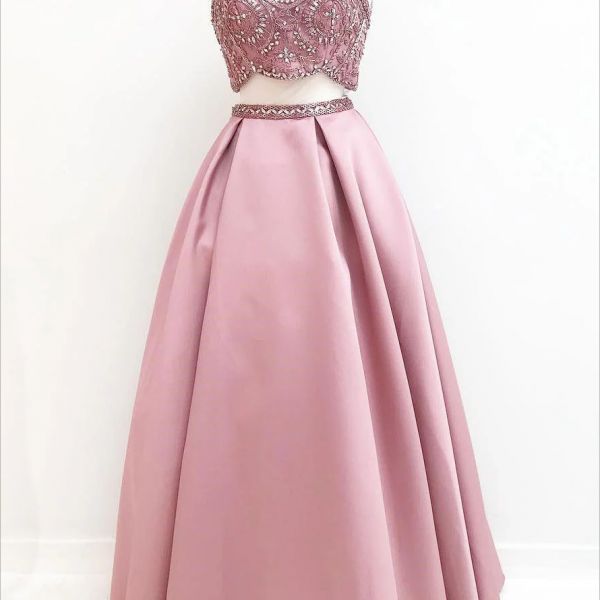 Half Sleeves V Neck Satin Long Prom Dress main image 0
