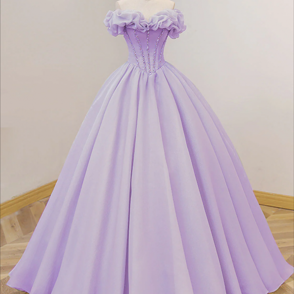 medium purple dress Purple Tulle Long Straps Formal Dresses, Light Purple Prom Dress Party Dresses