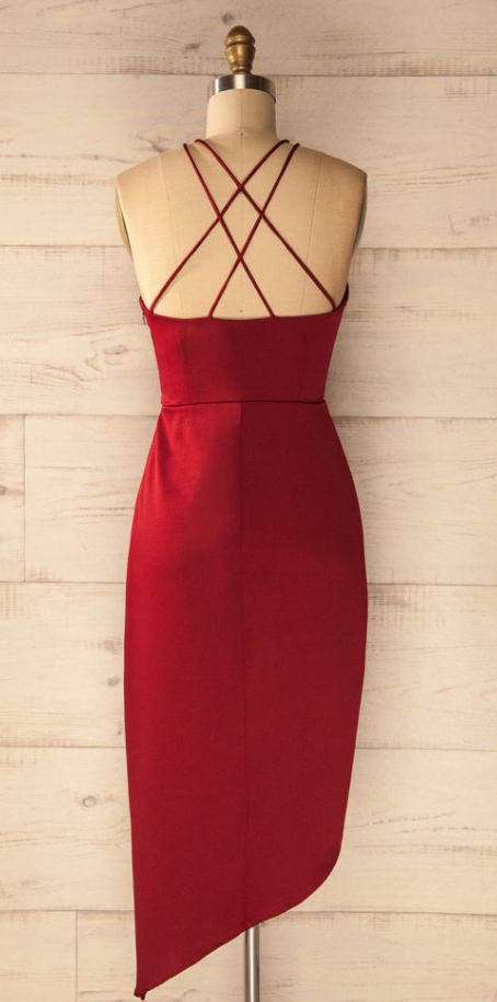 A-Line V-Neck Criss-Cross Straps Homecoming Dress
