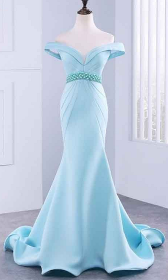 Sexy Mermaid Long Prom Dress, With Beading Luxury Evening Dress, Satin ...